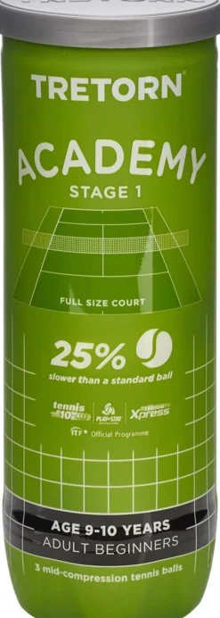 Academy Stage 1 Green 3 Tube Tennisbal