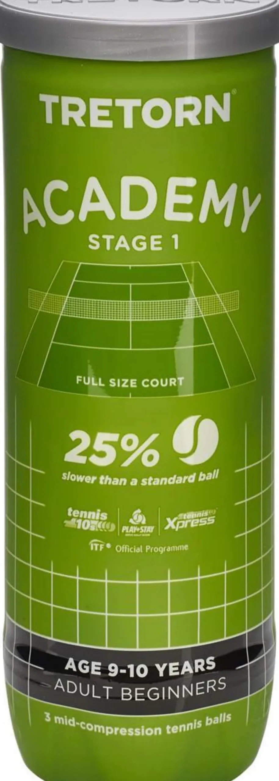 Academy Stage 1 Green 3 Tube Tennisbal