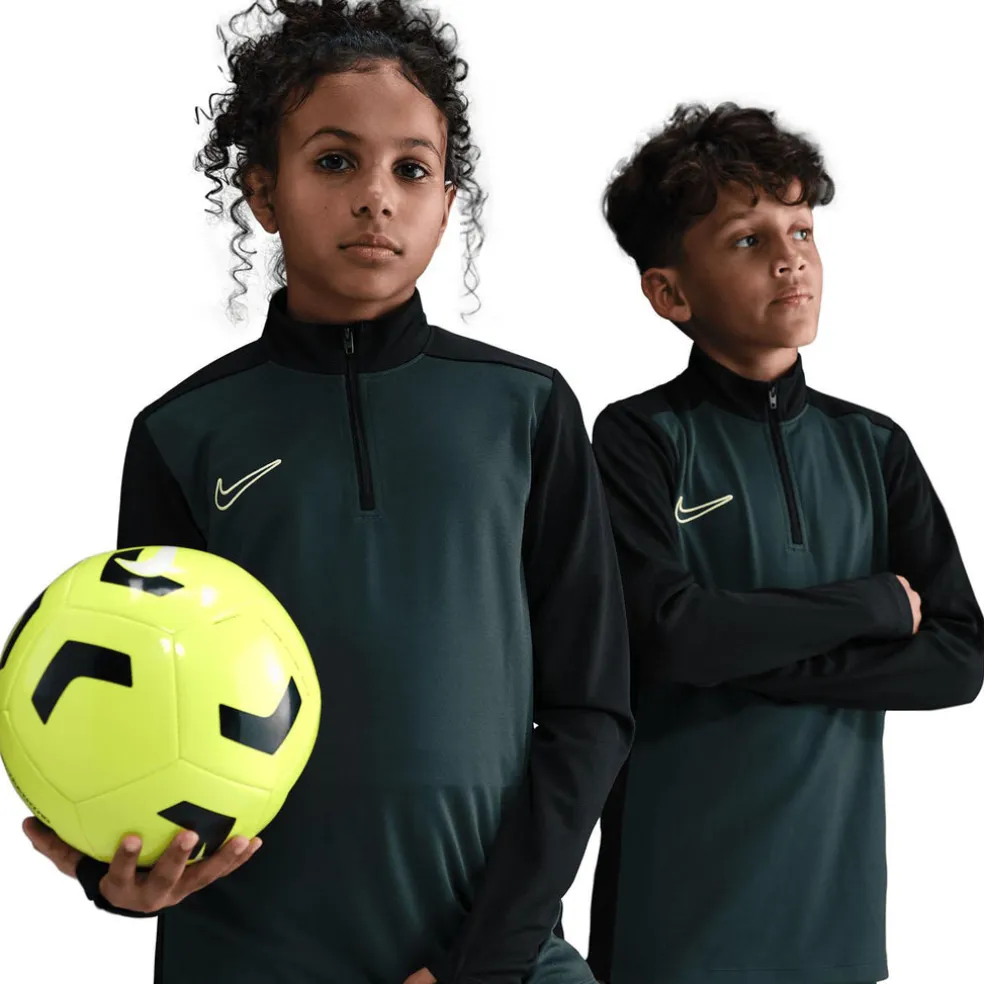 Academy Voetbaltrainingstop met Dri-FIT, lange mouwen en korte rits voor kids