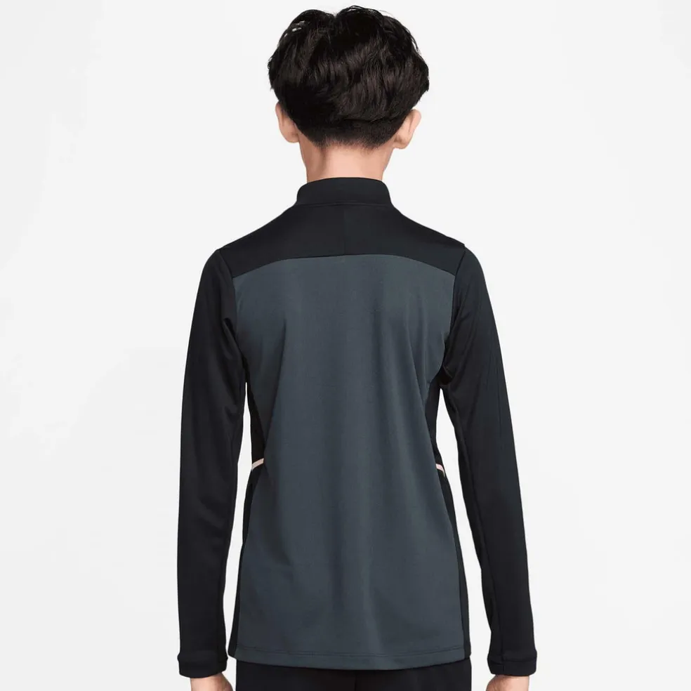 Academy Voetbaltrainingstop met Dri-FIT, lange mouwen en korte rits voor kids