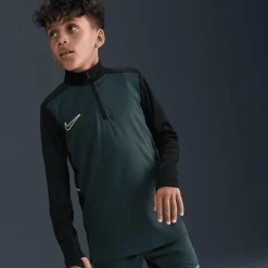 Academy Voetbaltrainingstop met Dri-FIT, lange mouwen en korte rits voor kids
