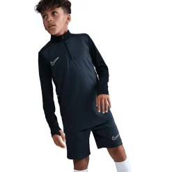 Academy Voetbaltrainingstop met Dri-FIT, lange mouwen en korte rits voor kids