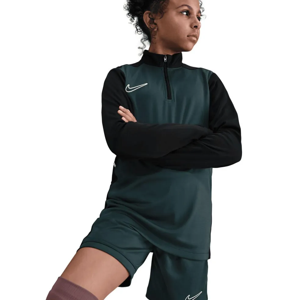 Academy Voetbaltrainingstop met Dri-FIT, lange mouwen en korte rits voor kids