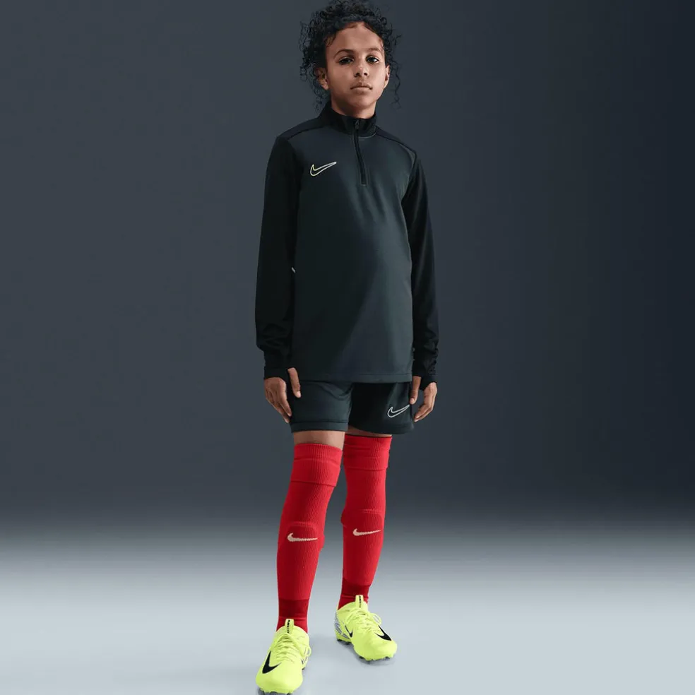 Academy Voetbaltrainingstop met Dri-FIT, lange mouwen en korte rits voor kids