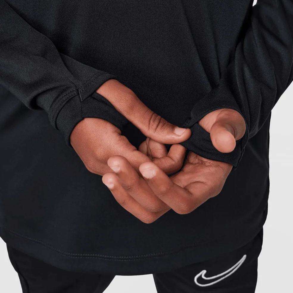 Academy Voetbaltrainingstop met Dri-FIT, lange mouwen en korte rits voor kids