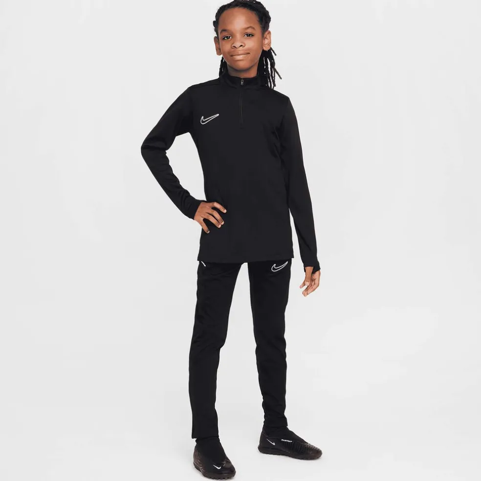 Academy Voetbaltrainingstop met Dri-FIT, lange mouwen en korte rits voor kids