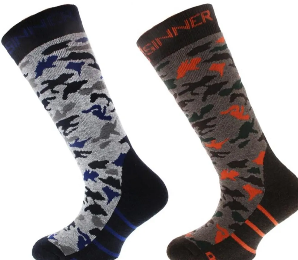 KIDS BOYS SKI SOCKS CAMO DOUBLE PACK