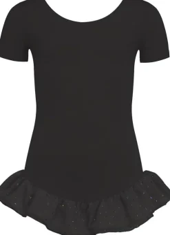Leotard short sleeves, voile frill sparkle, cotton
