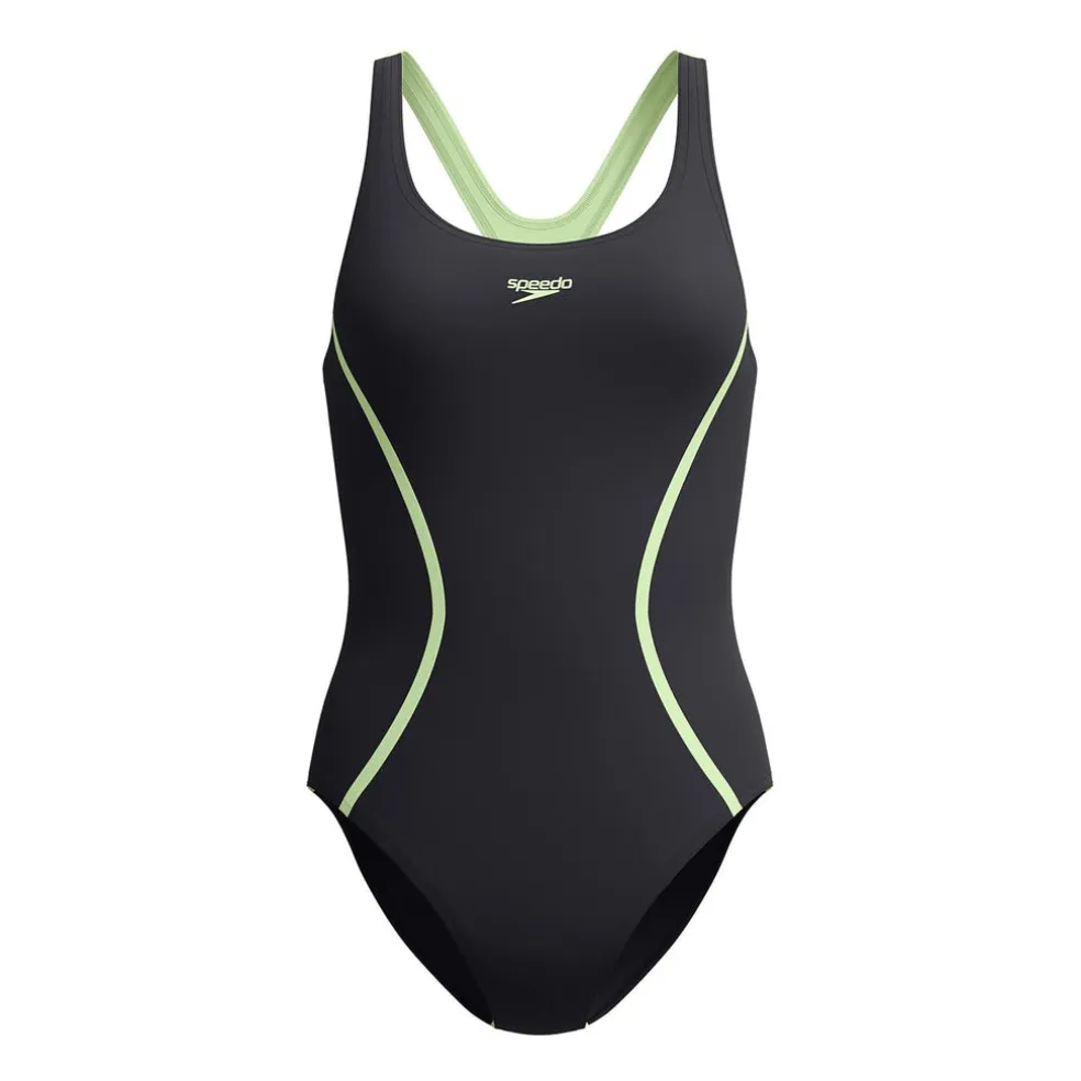 SOLID SPLICE MEDALIST 1PC BLK/LTGRN