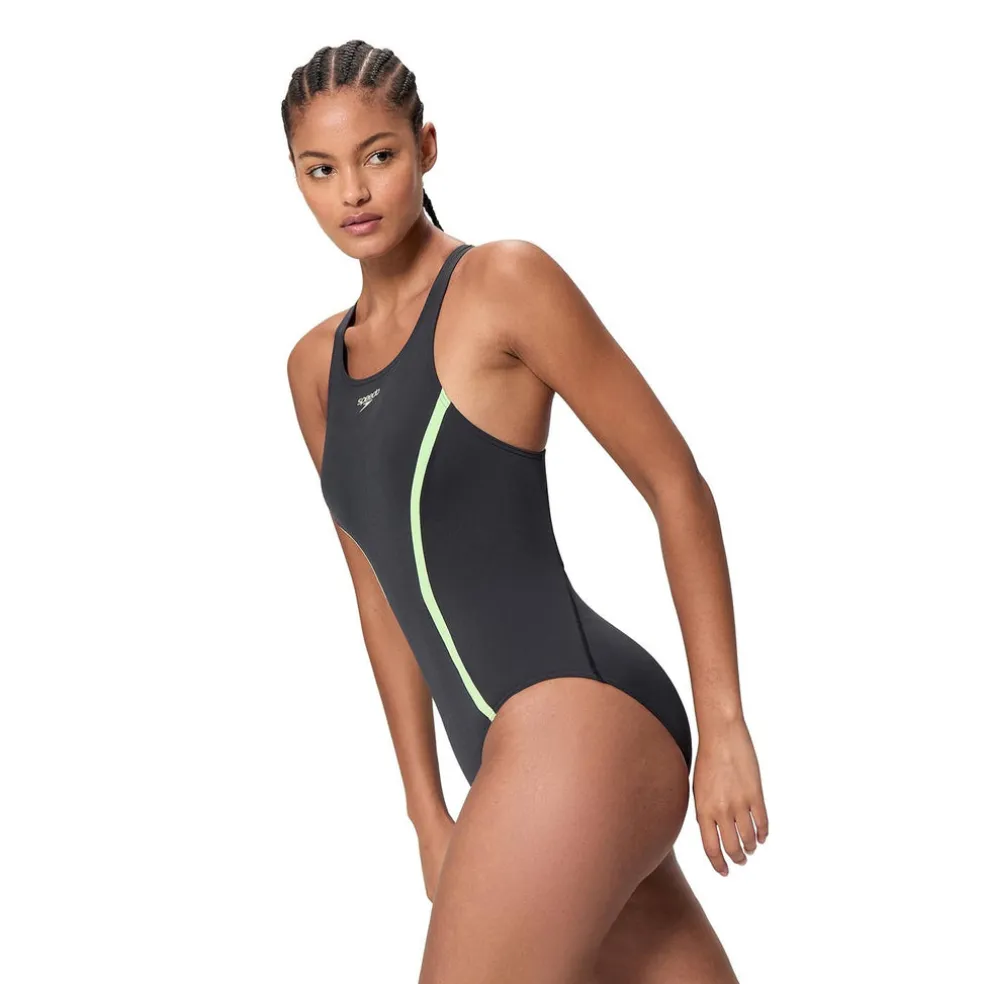 SOLID SPLICE MEDALIST 1PC BLK/LTGRN