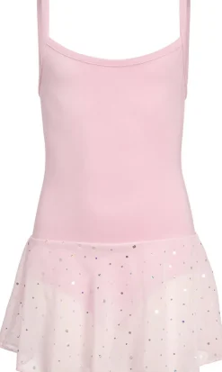 Spaghetti strap leotard, skirt voile sparkle, cotton