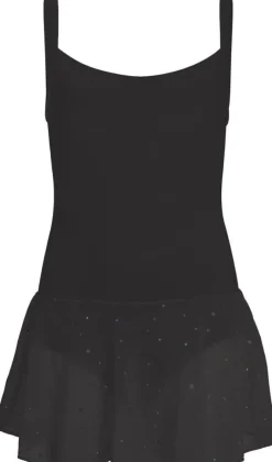 Spaghetti strap leotard, skirt voile sparkle, cotton