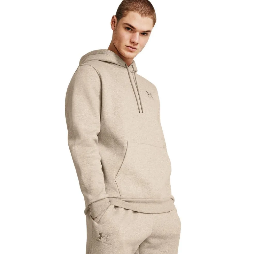 ua essential fleece hoodie-brn
